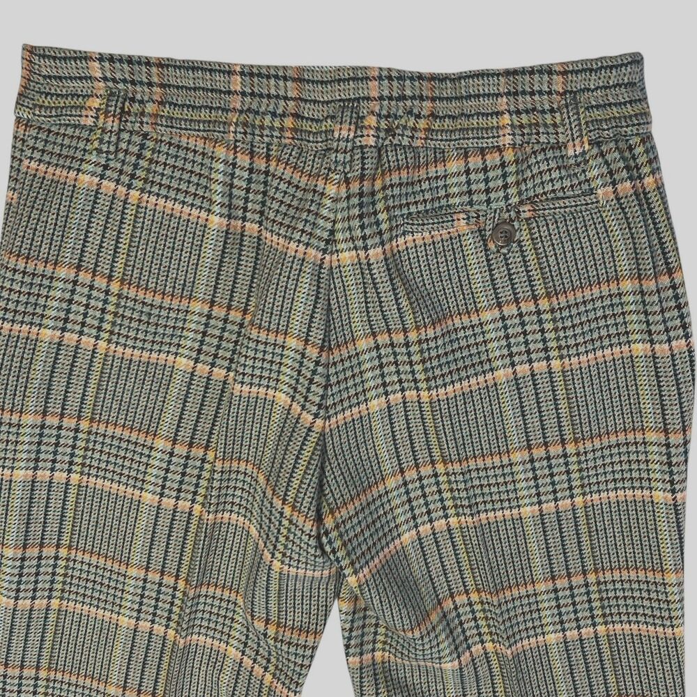 Sisley Womens 42 Small Green Plaid 25 % Wool Blend Cropped Pants Boho Retro Chic - Picture 11 of 16